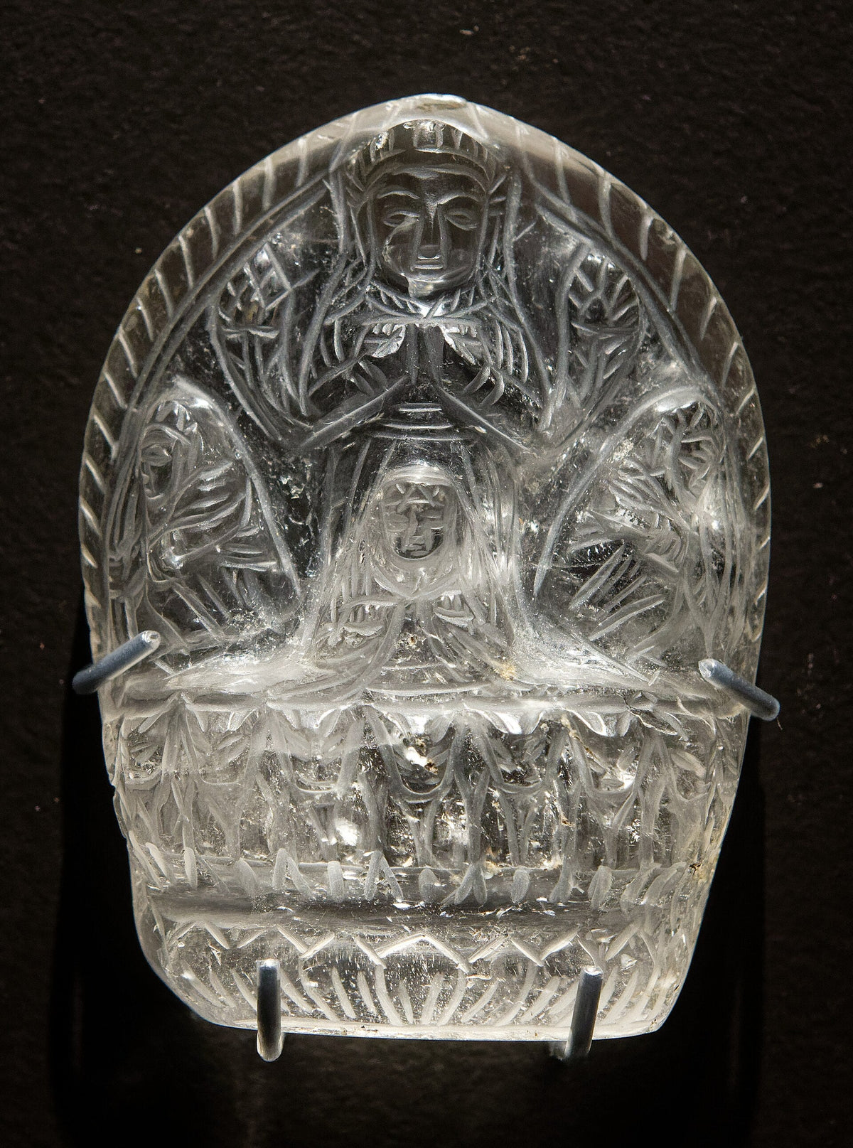 Rock crystal figure of Dhanvantari holding ritual attributes