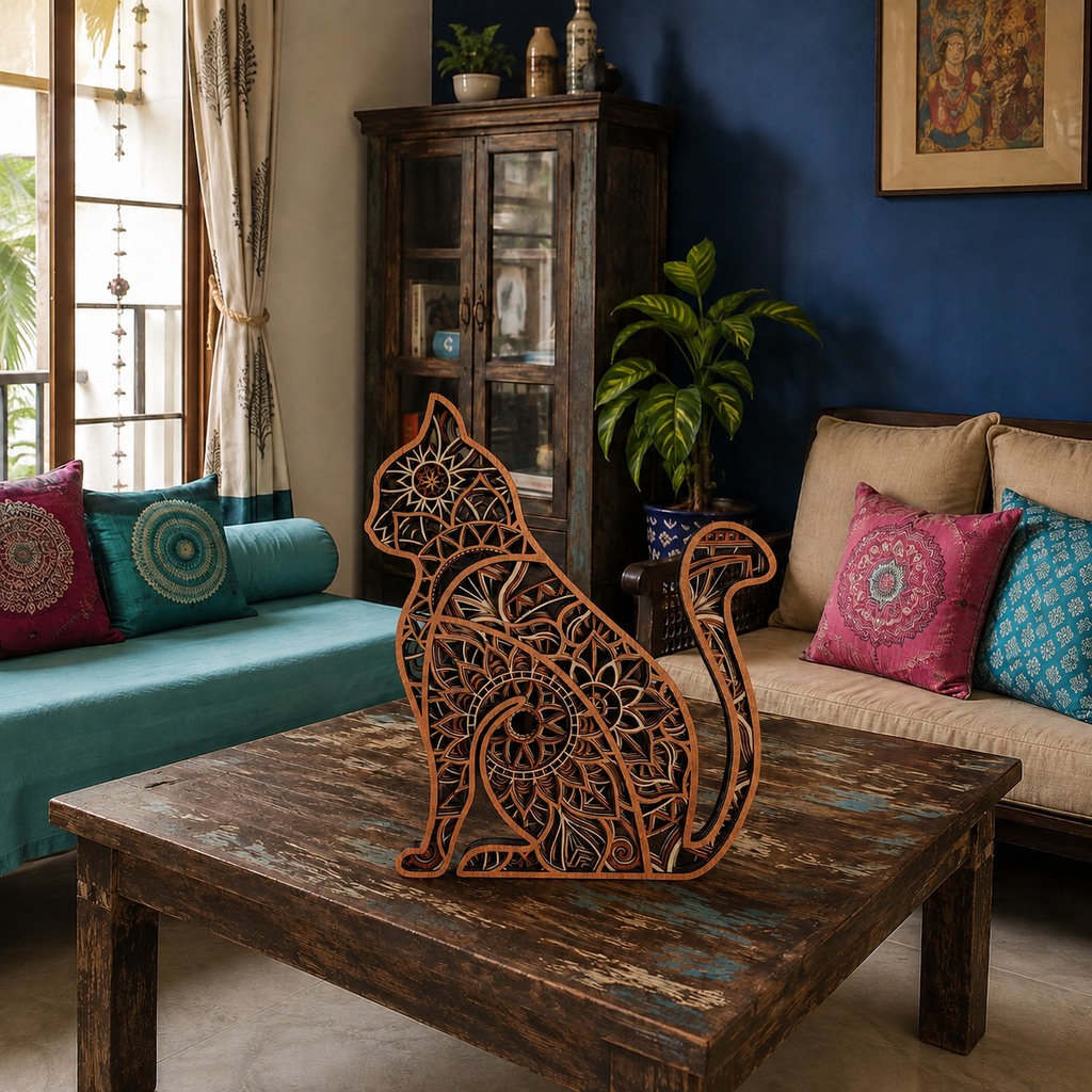 Cat 3D Laser Cut Wooden Wall Art