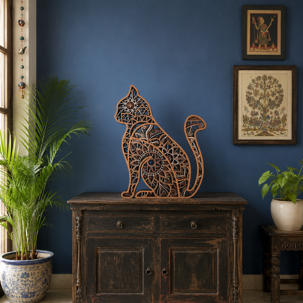 Cat 3D Laser Cut Wooden Wall Art