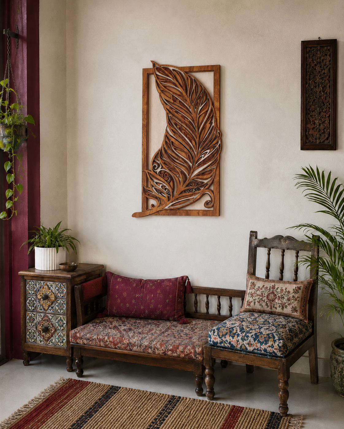 3D Layered Wood Feather Sculpture