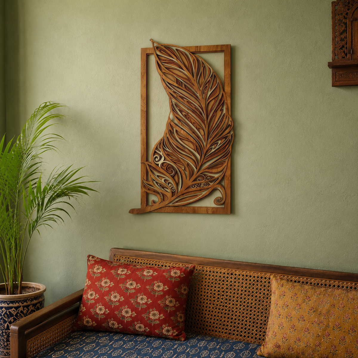 3D Layered Wood Feather Sculpture