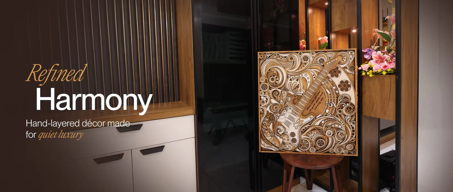 3D Layered Guitar Wood Art