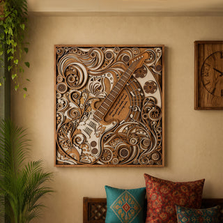 3D Layered Guitar Wood Art